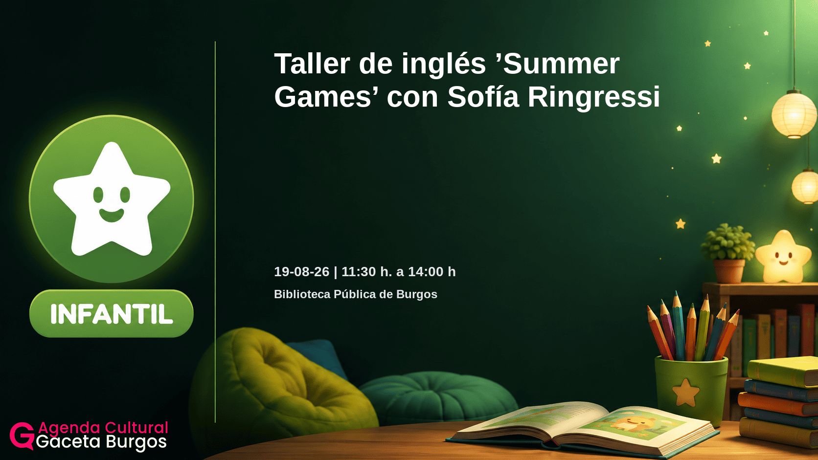 Imagen del evento Taller de inglés Summer Games con Sofía Ringressi en Burgos