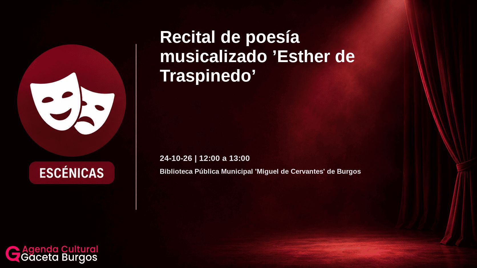 Imagen del evento Recital de poesía musicalizado Esther de Traspinedo en Burgos
