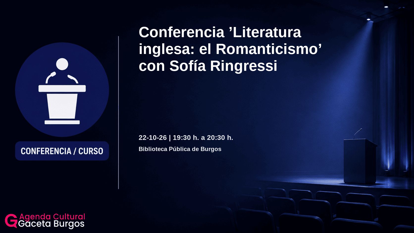 Imagen del evento Conferencia Literatura inglesa: el Romanticismo con Sofía Ringressi en Burgos